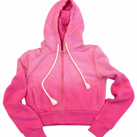 American Eagle Outfitters Tops - American Eagle Seriously Lived-In Pink Ombré Zip Hoodie - Size Small